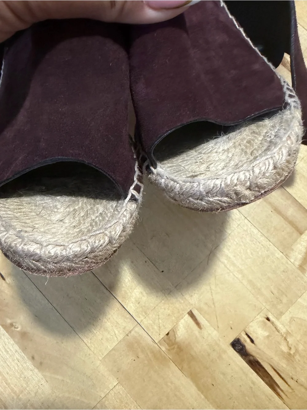 Celine Burgundy Suede Espadrille Wedge Sandals